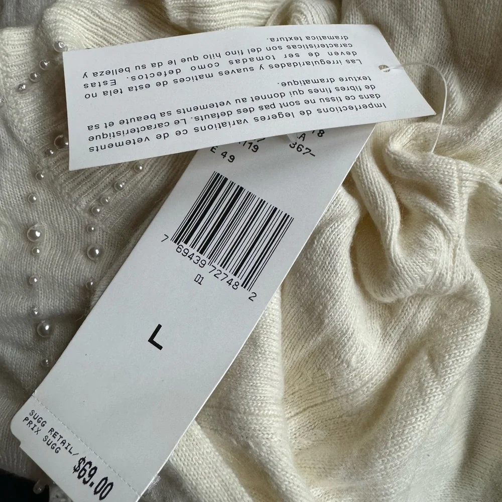 NWT Rena Rowan Beaded Cream Sweater‎